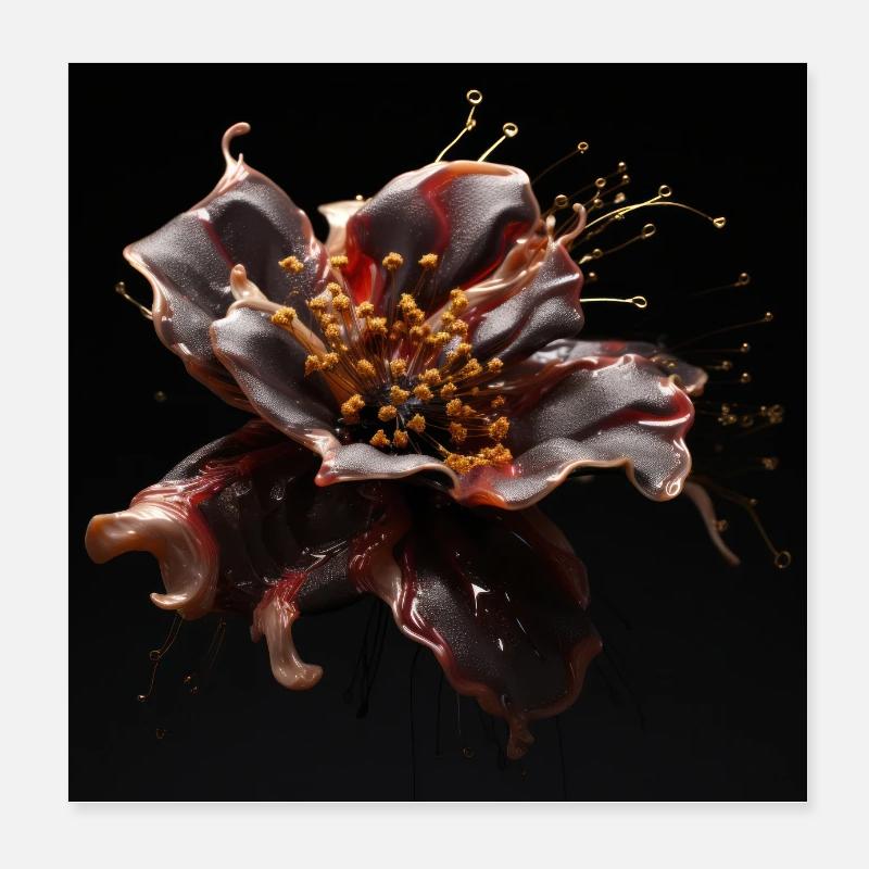 Luxury Glamorous Flower Fluid Abstract Poster 20x20 cm