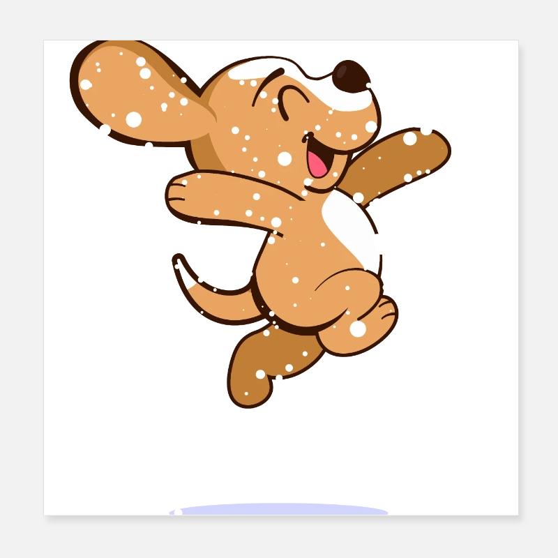 Glücklicher Beagle im Schnee Poster 20x20 cm