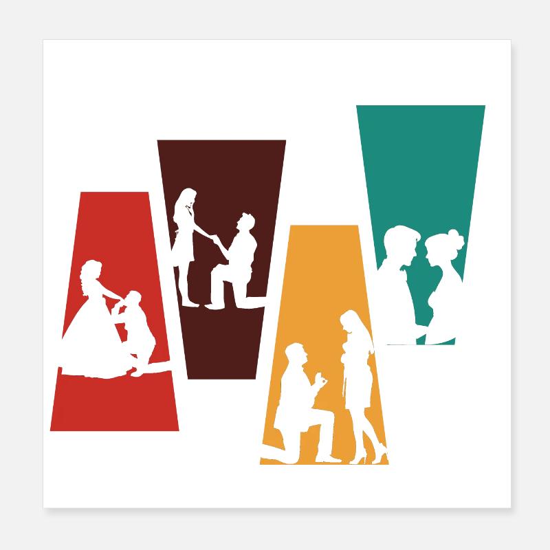 Vintage Retro Bräutigam Paar-Braut Geschenkidee Poster 20x20 cm