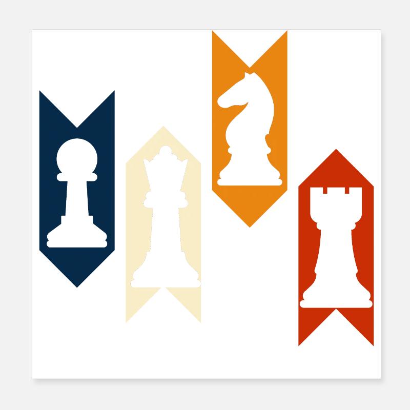 Vintage Retro Chess Sets- Gift Idea Games Poster 8" x 8" (20x20 cm)