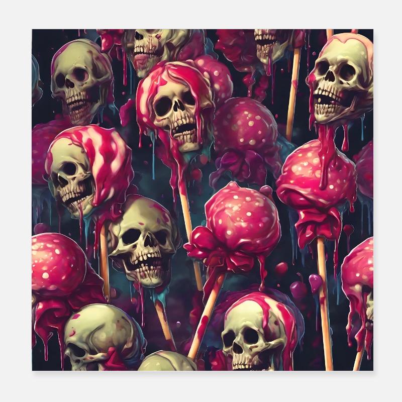 Crânes Suces Fondus Poster 20 x 20 cm