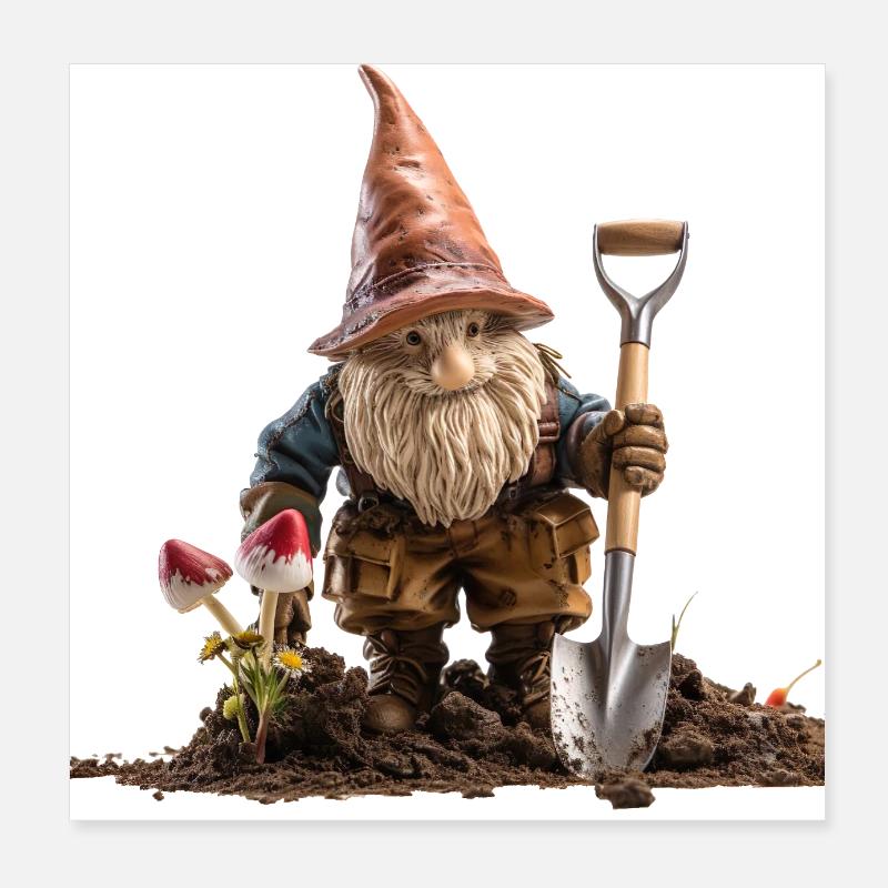 Humor im Garten mit Gartenzwerge Poster 20x20 cm