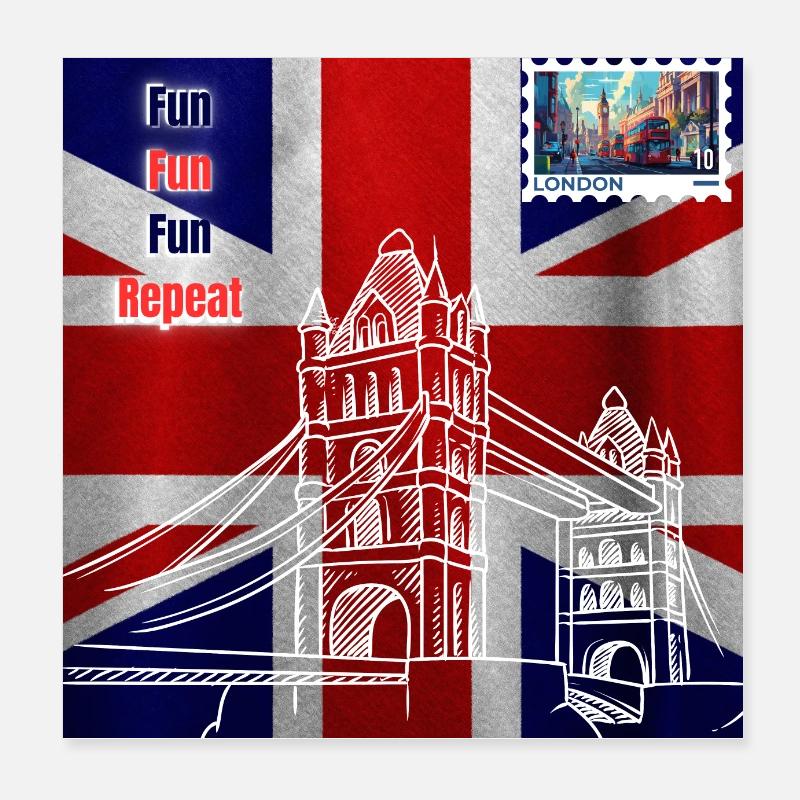 Conception de carte postale amusante à Londres Poster 20 x 20 cm