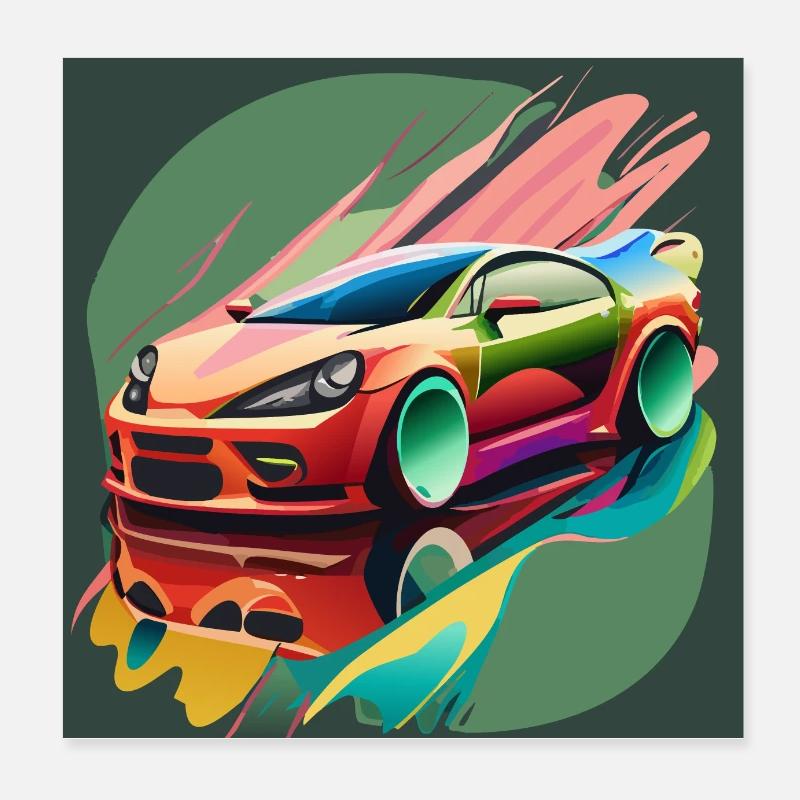 Splash Rennwagen Poster 20x20 cm