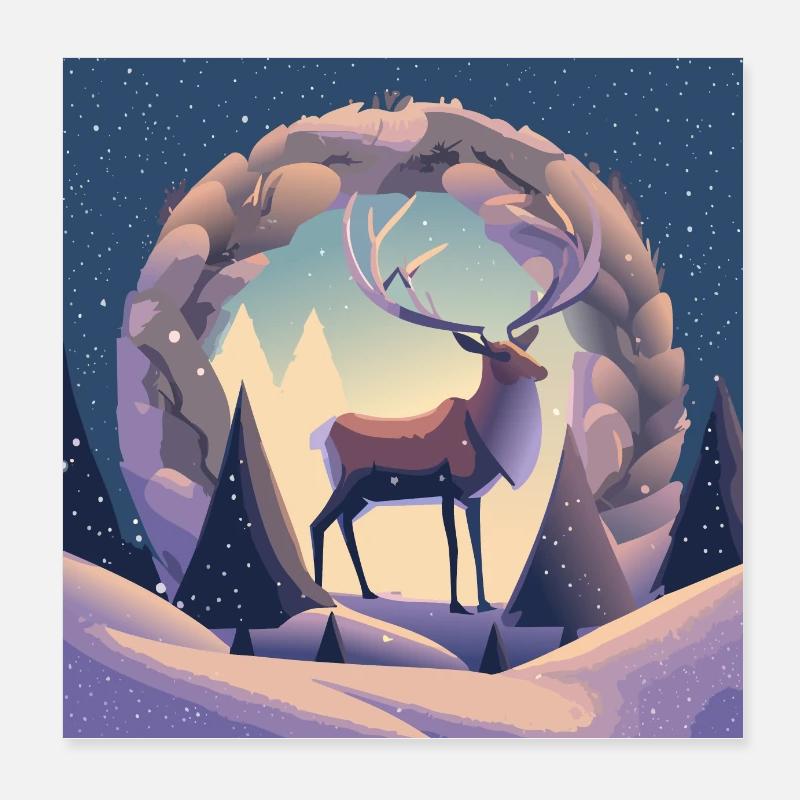 Deer wreath Poster 8" x 8" (20x20 cm)
