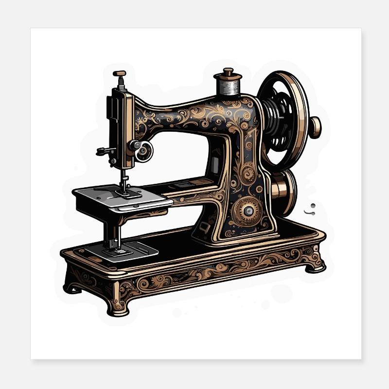 old sewing machine / sewing / antique / yarn / fabric Poster 8" x 8" (20x20 cm)