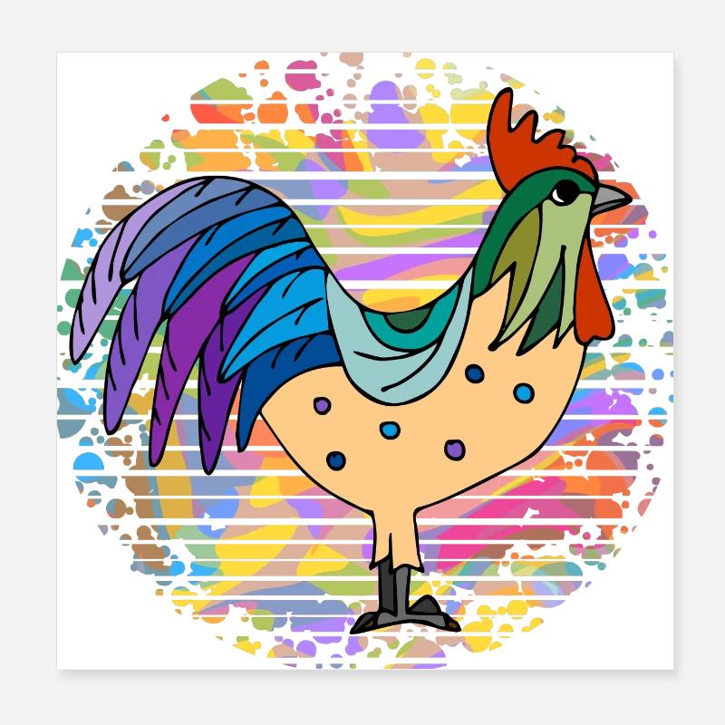 Rooster Poster 8" x 8" (20x20 cm)