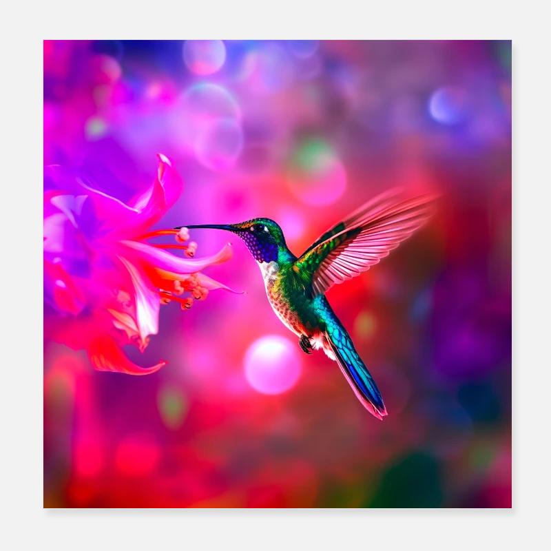 Kolibri-Zauberedition - Poster 20x20 cm - Weiß