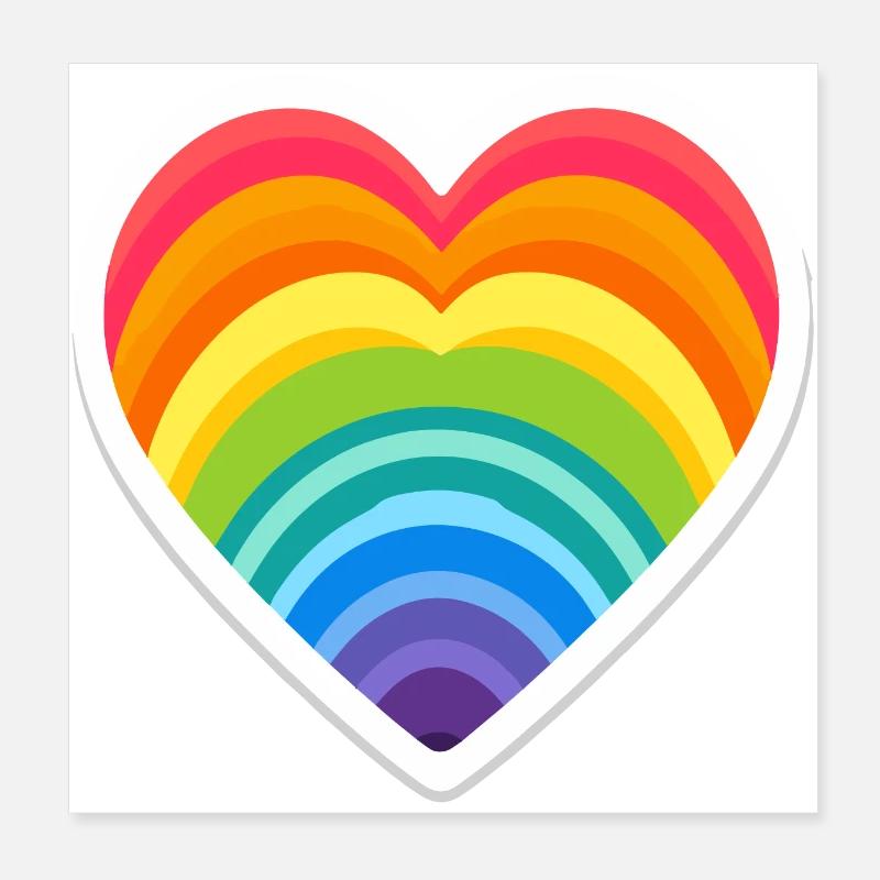 Regenbogen-Herz Poster 20x20 cm