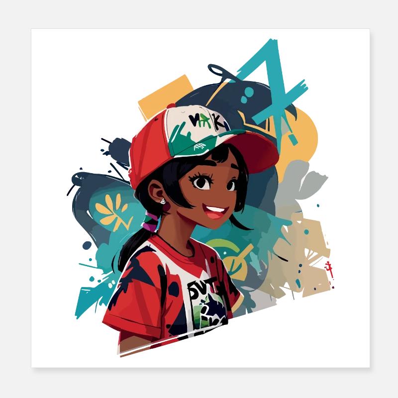 Graffiti Girl Poster 8" x 8" (20x20 cm)