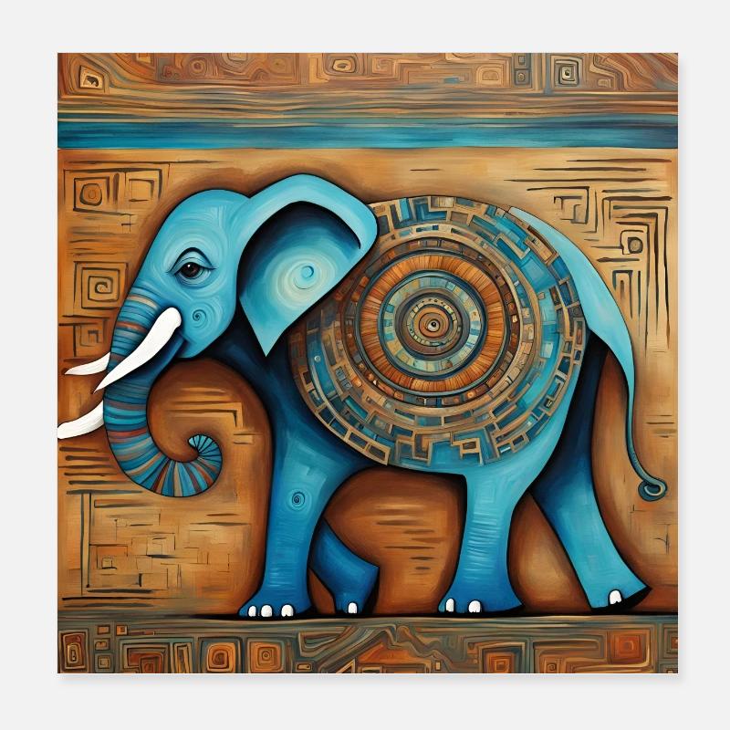 elephant - Poster 8" x 8" (20x20 cm) - white
