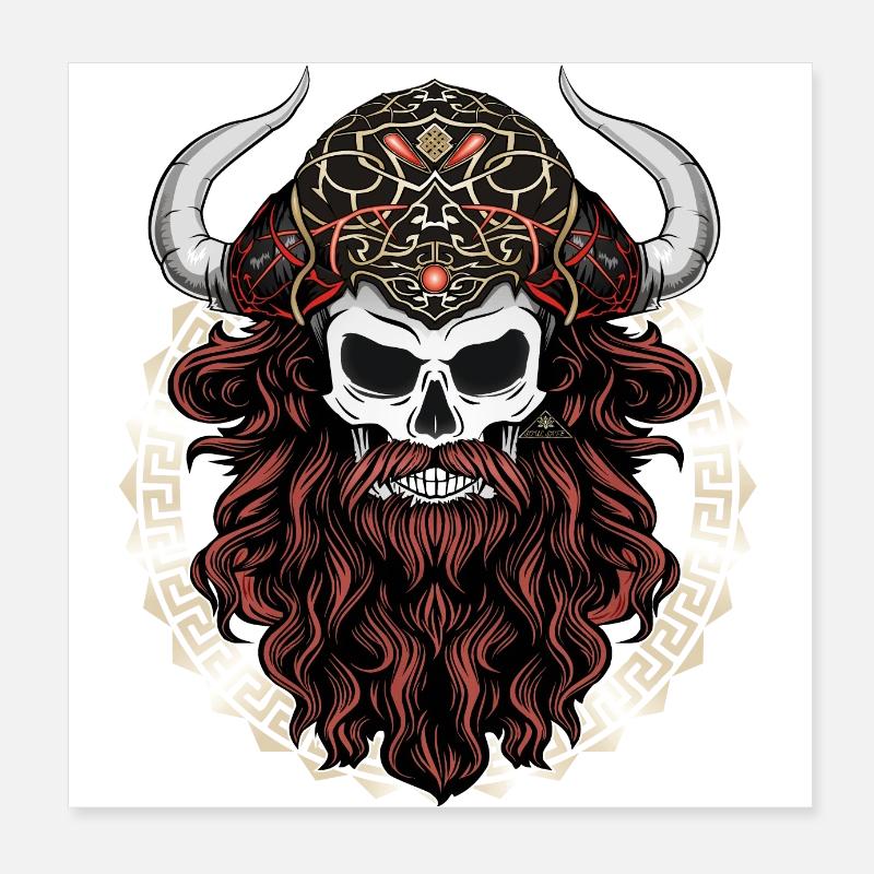 Totenkopf Wikingerhelm - Totenkopf mit Wikingerhelm Poster 20x20 cm