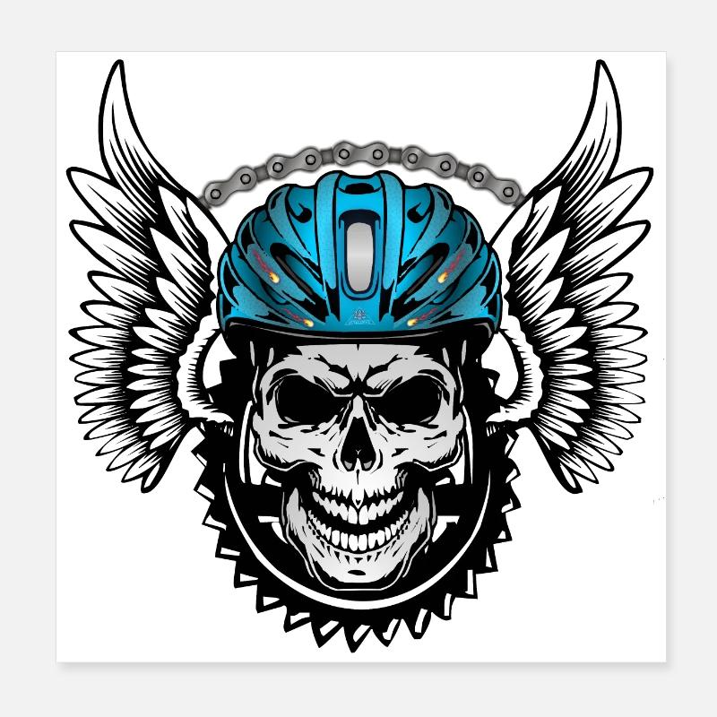 Casque de vélo Skull - Skull avec casque de vélo Poster 20 x 20 cm