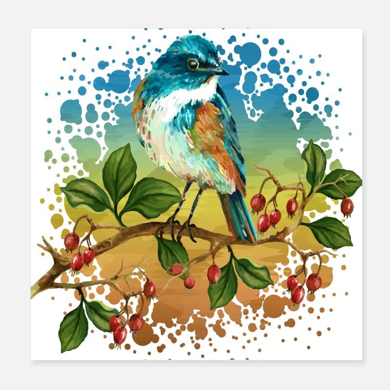 Bunter Vogel Poster 20x20 cm
