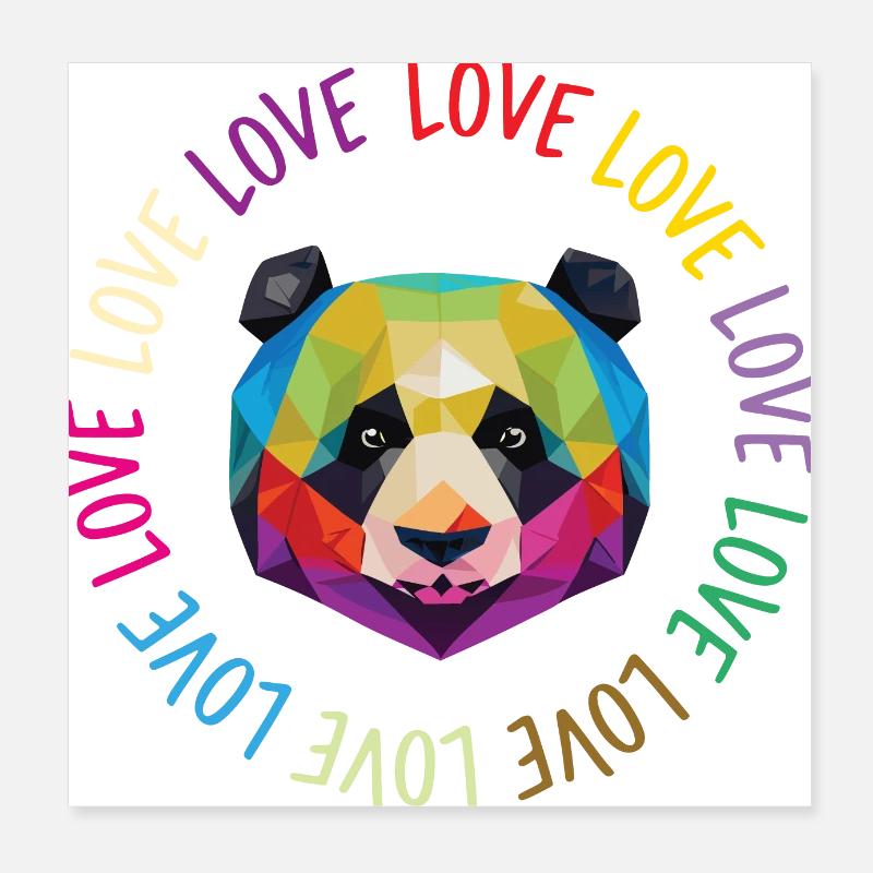 Panda de l'amour Poster 20 x 20 cm