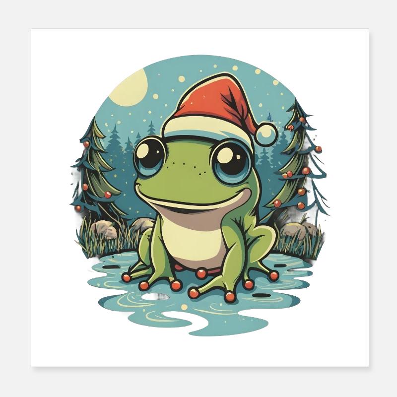 Weihnachtsfrosch Kawaii Poster 20x20 cm