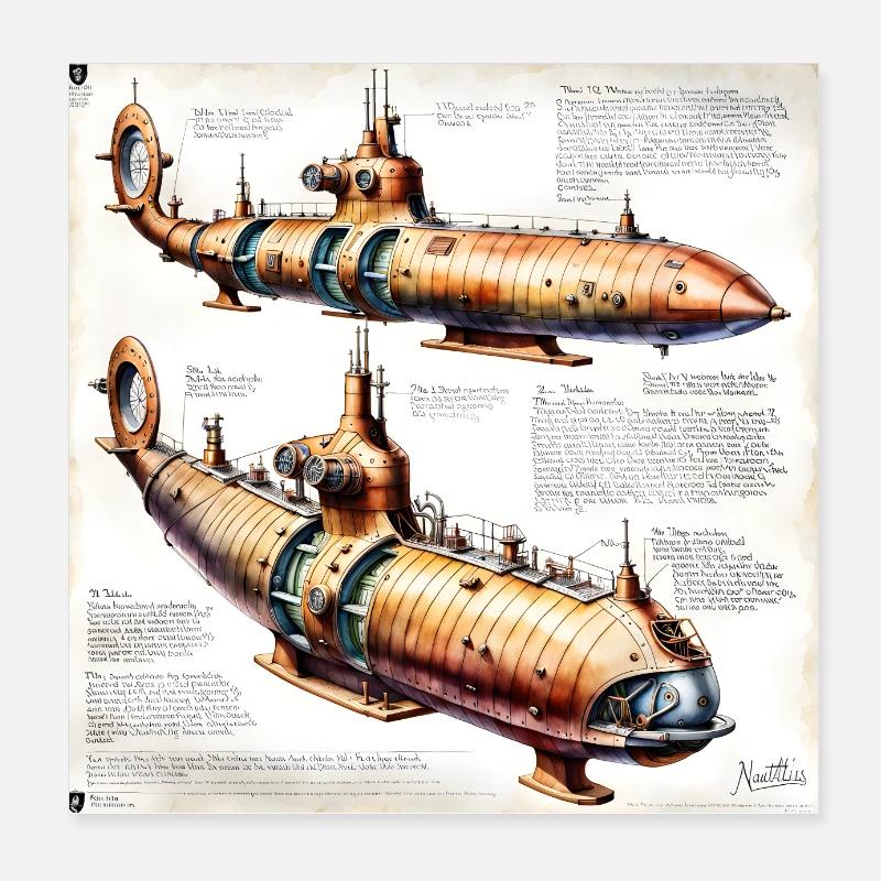 Sous-marin #3 Poster 20 x 20 cm