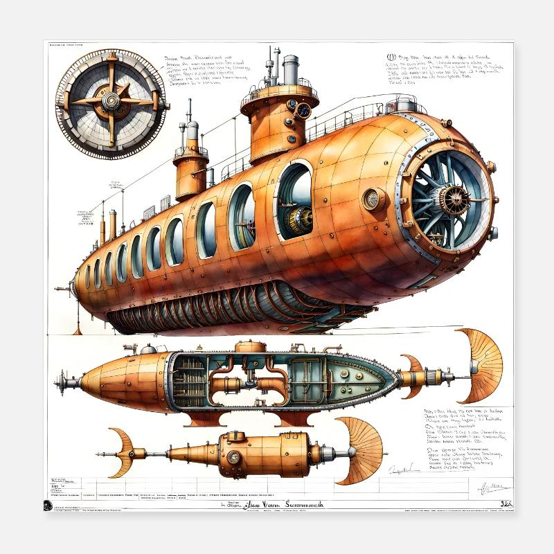 Sous marin #4 Poster 20 x 20 cm