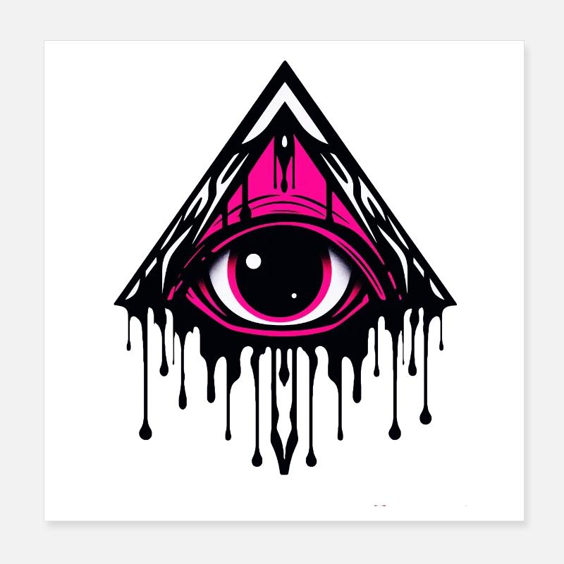 Pink Dripping All-Seeing Eye in Triangle Poster 8" x 8" (20x20 cm)