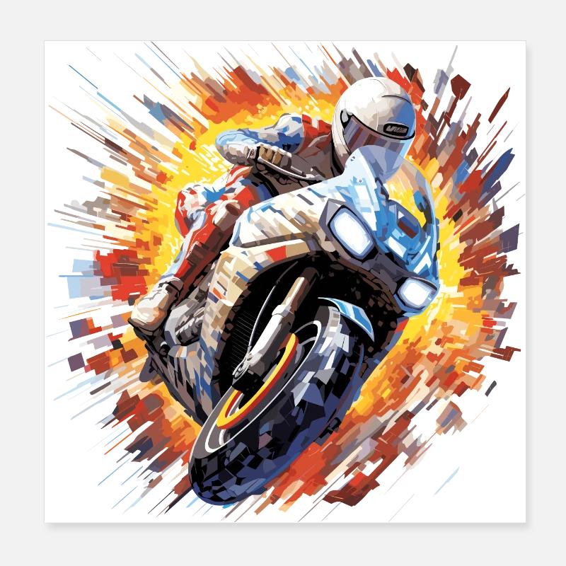 Moto Racing Fast Speed Competition Abstract Poster 8" x 8" (20x20 cm)