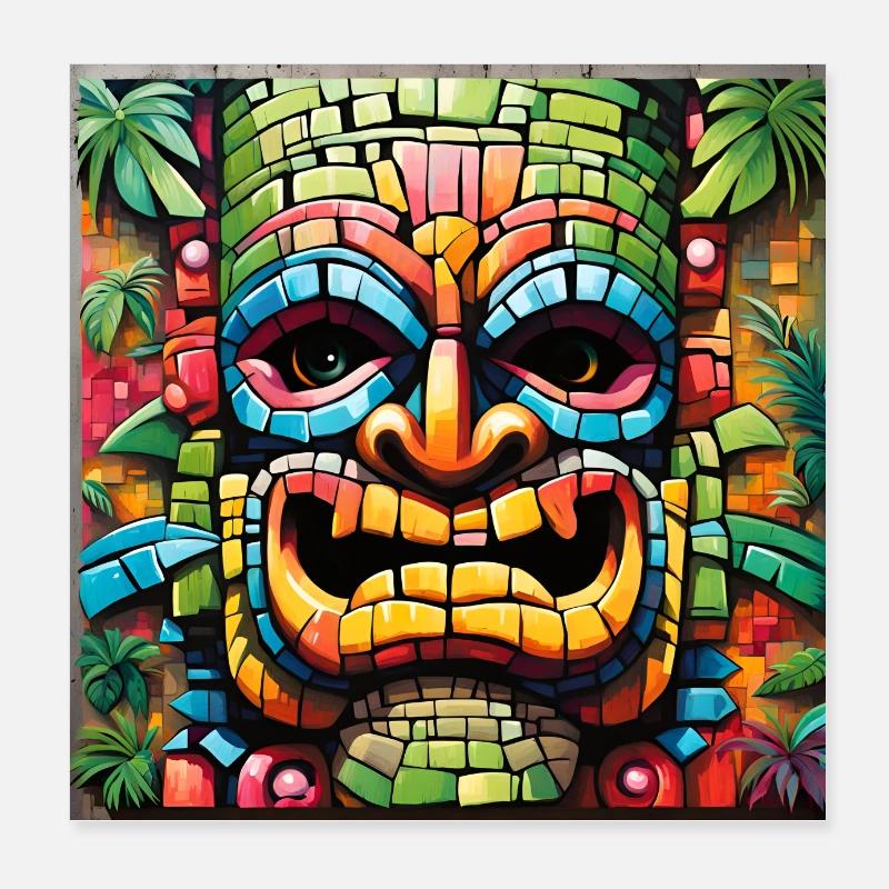 Tiki Mosaic Poster 8" x 8" (20x20 cm)