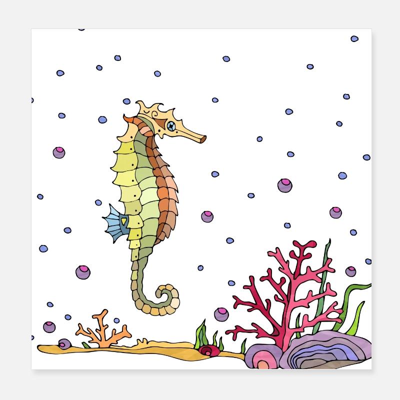 Hippocampe Poster 20 x 20 cm