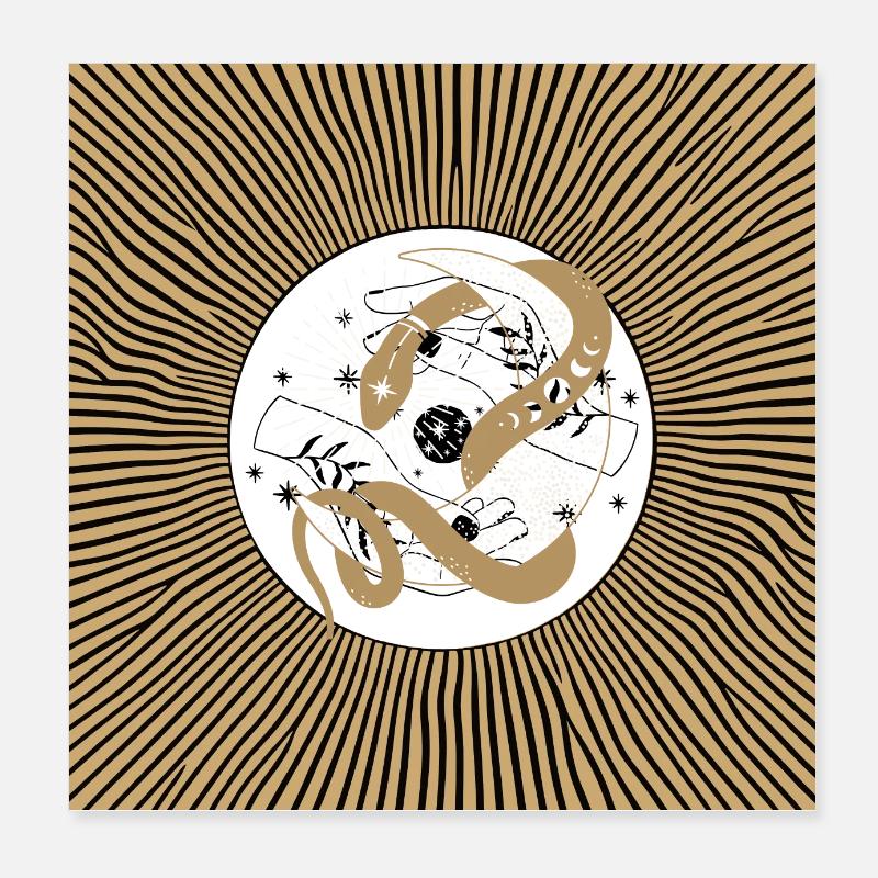 Goldene Zauberschlange Poster 20x20 cm