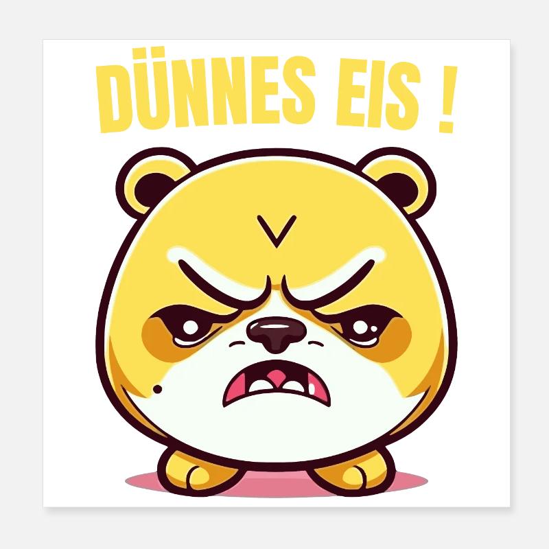 Dünnes Eis mit zorniger Katze Poster 20x20 cm
