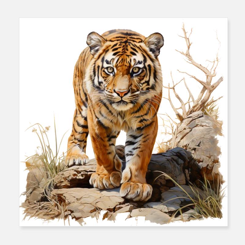 The striped pattern makes a tiger famous Poster 8" x 8" (20x20 cm)