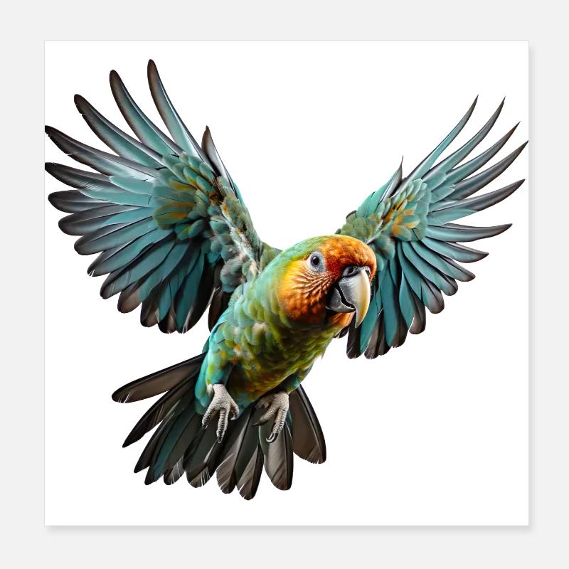 Perroquet s’approchant pour atterrir Poster 20 x 20 cm
