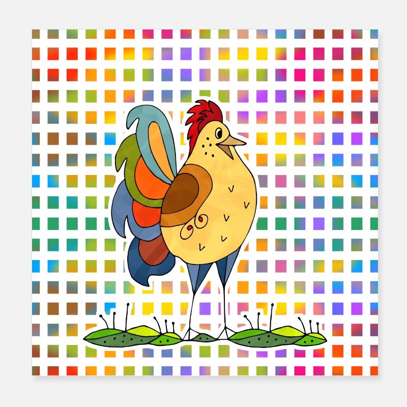Rooster Poster 8" x 8" (20x20 cm)