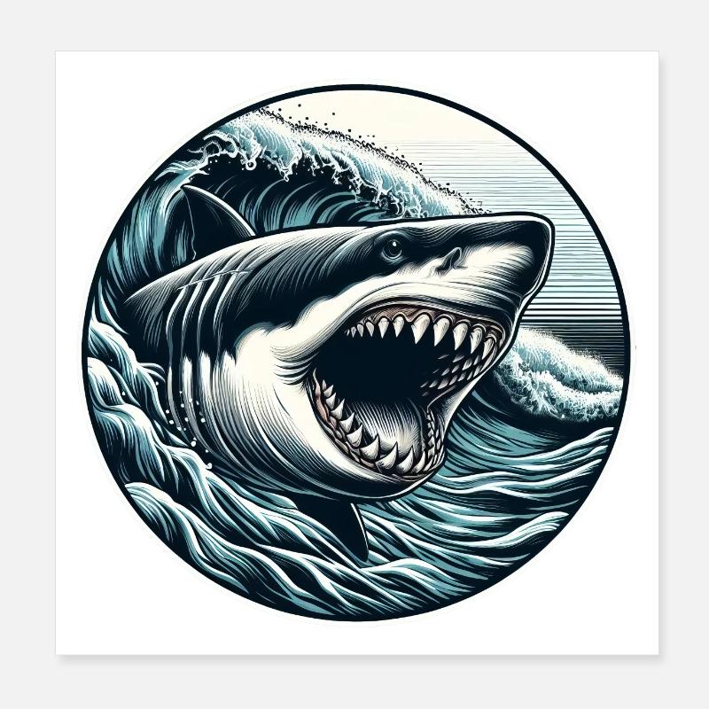 Great white shark Poster 8" x 8" (20x20 cm)