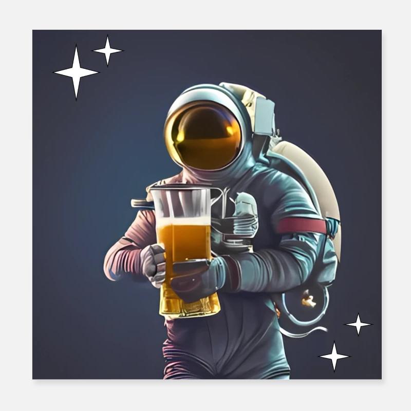 Astronauten-Bier Poster 20x20 cm