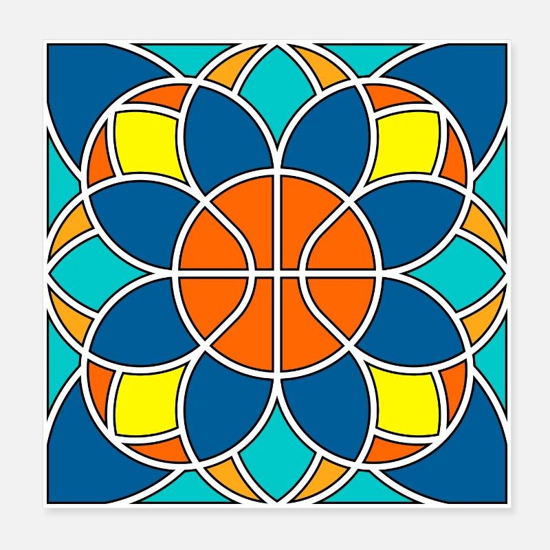 Basketball Mandala Poster 8" x 8" (20x20 cm)