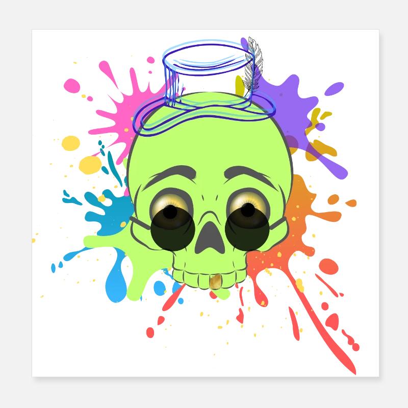 Splash-Schädel Poster 20x20 cm