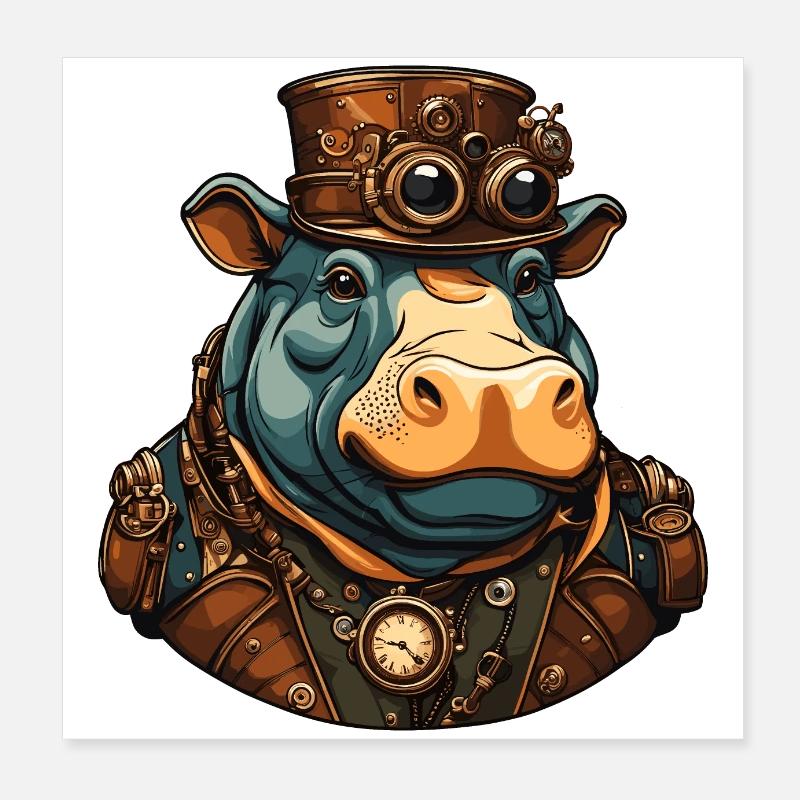 Hippopotame Poster 20 x 20 cm