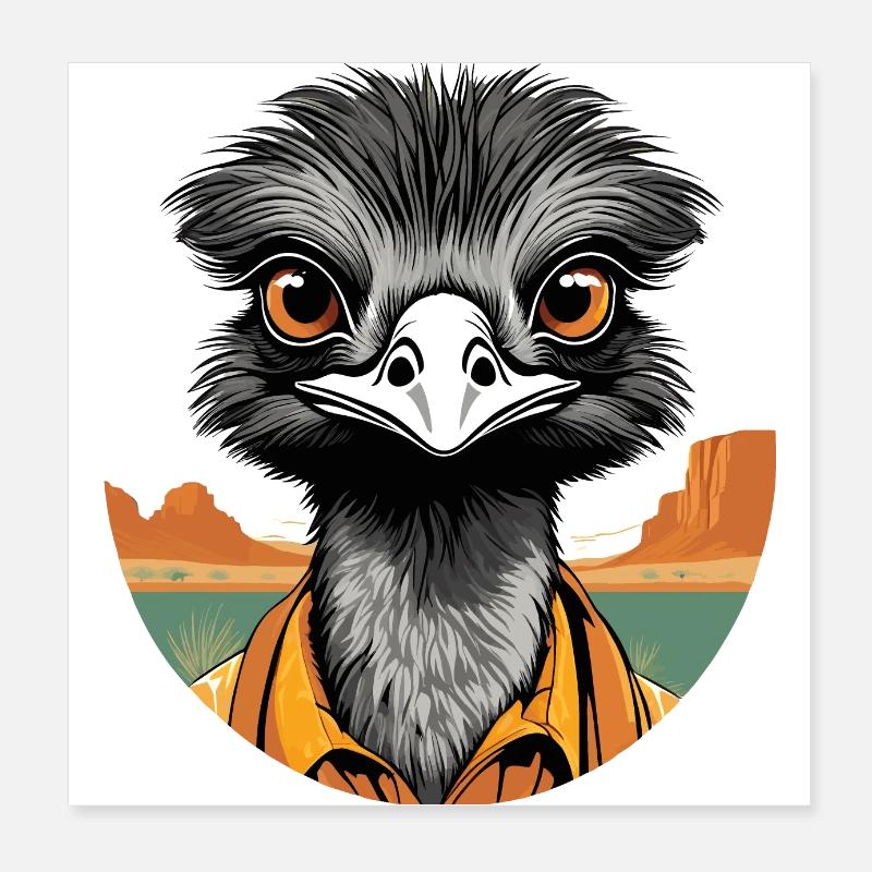 Émeu Poster 20 x 20 cm