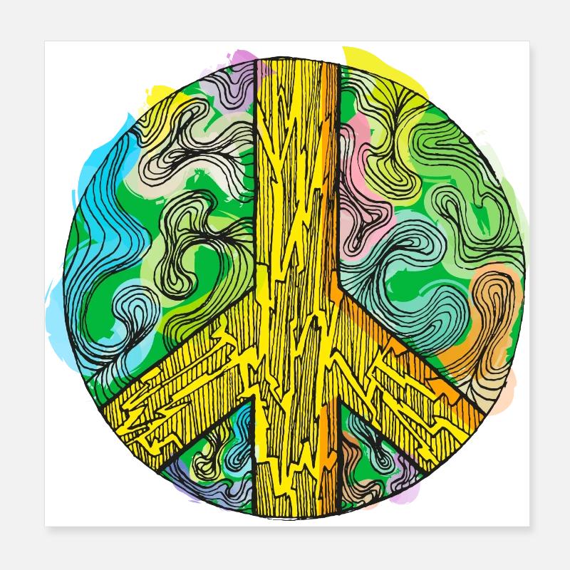 Peace - Friedenszeichen Aquarel Abstrakt Poster 20x20 cm