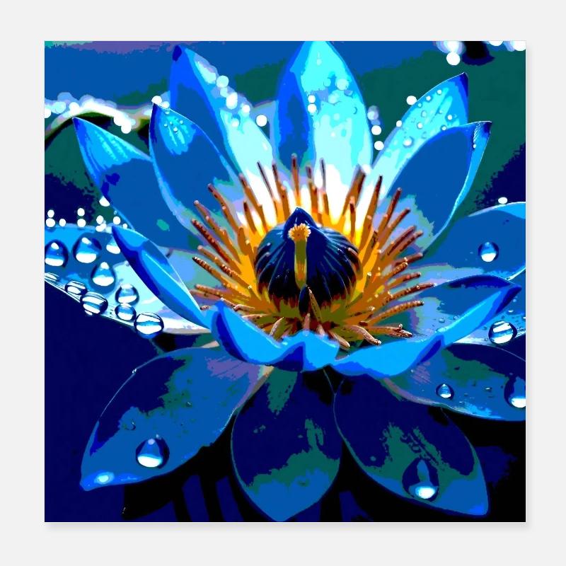 Der Blaue Lotus Poster 20x20 cm