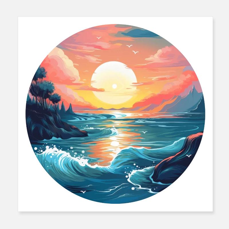 Sea sunset Poster 8" x 8" (20x20 cm)