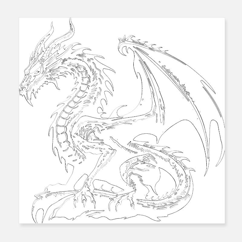 Fantasy Dragon Anime Dragon Head Reptile mythique Poster 20 x 20 cm