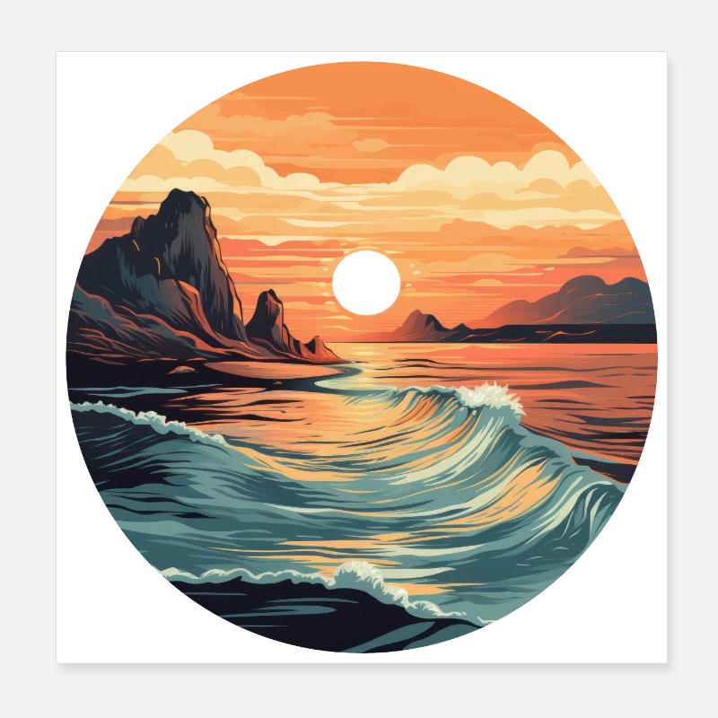 Coucher de soleil le matin Poster 20 x 20 cm