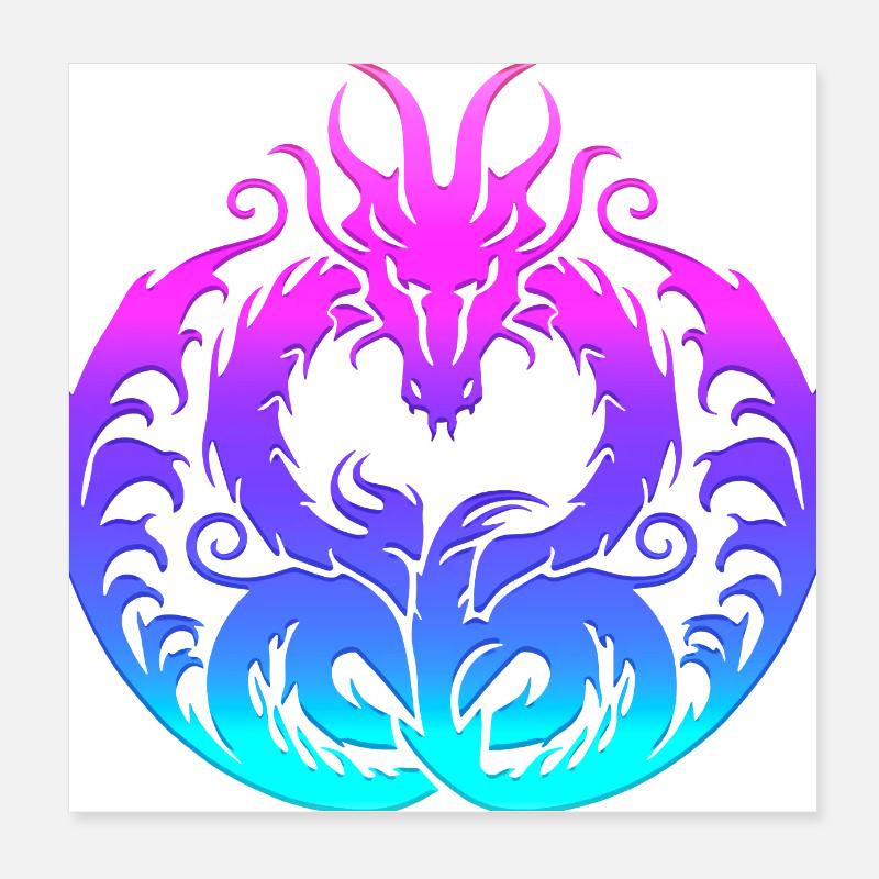 Fantasy Dragon Anime Dragon Head Mythical reptile Poster 8" x 8" (20x20 cm)