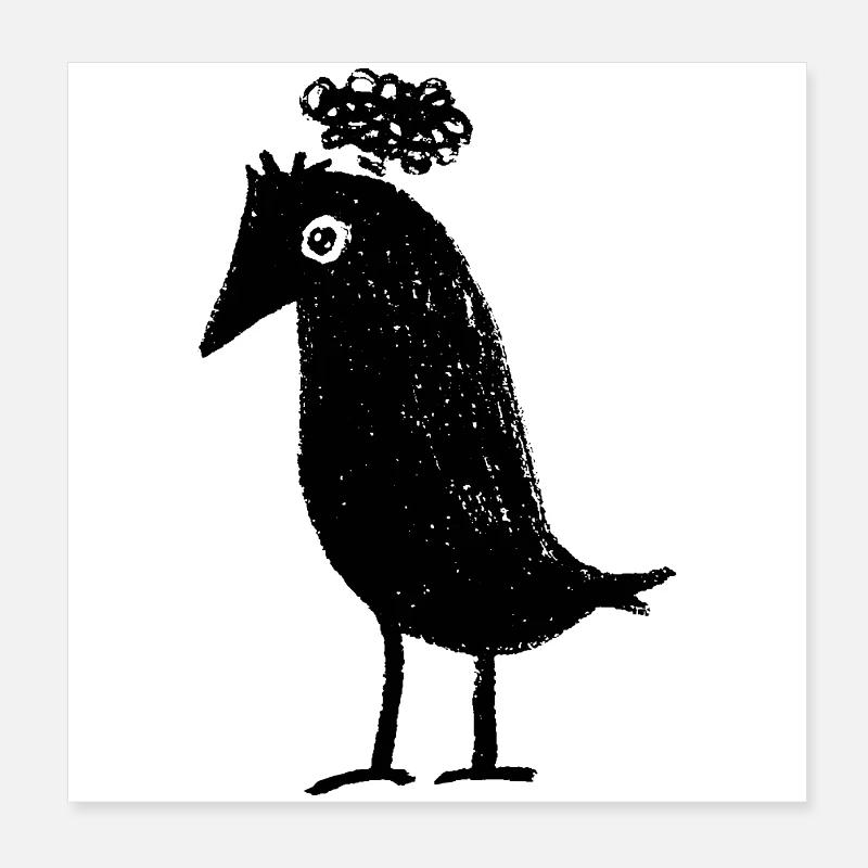 Corbeau pensif - Noir mignon Poster 20 x 20 cm