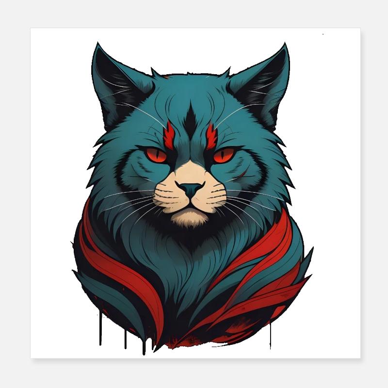 Ninja Cat Poster 8" x 8" (20x20 cm)