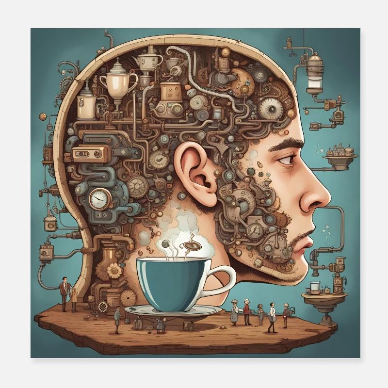 Coffee on the Brain Poster 8" x 8" (20x20 cm)