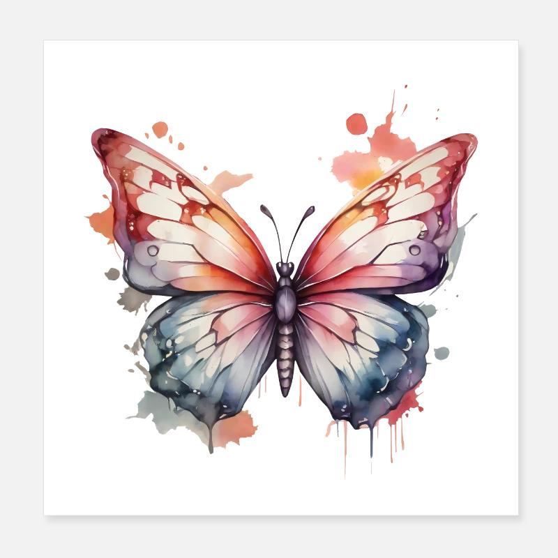 Farbenfroher Flug: Prächtiger Schmetterling Poster 20x20 cm