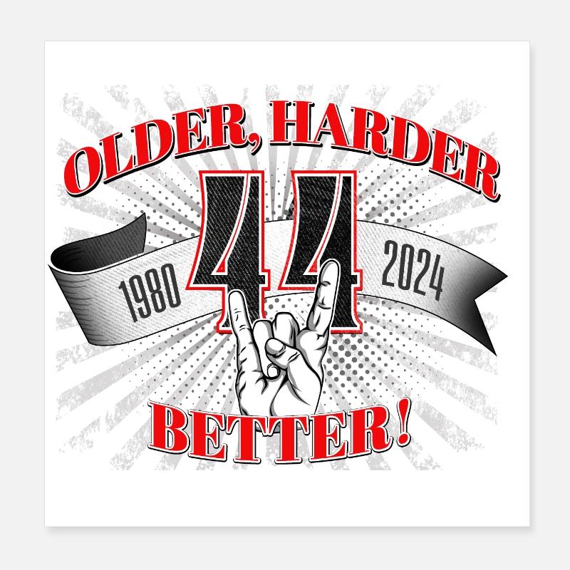 44. Geburtstag eines Metalfan oder Motorradfahrer Poster 20x20 cm