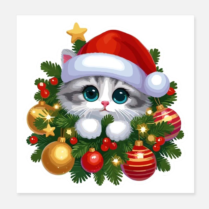 Festive Christmas Frame & Ornaments Design Poster 8" x 8" (20x20 cm)