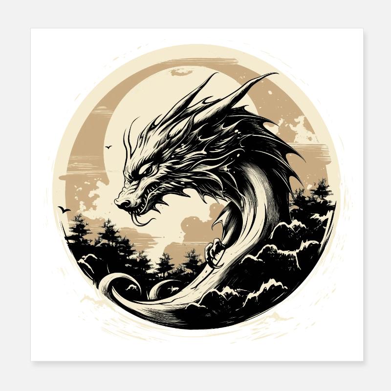 Asiatischer Drache Poster 20x20 cm